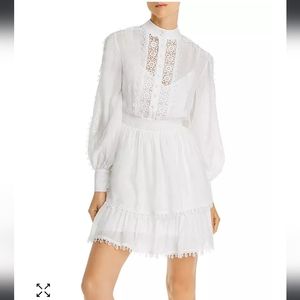 AQUA Crotchet trimmed long sleeves short dress